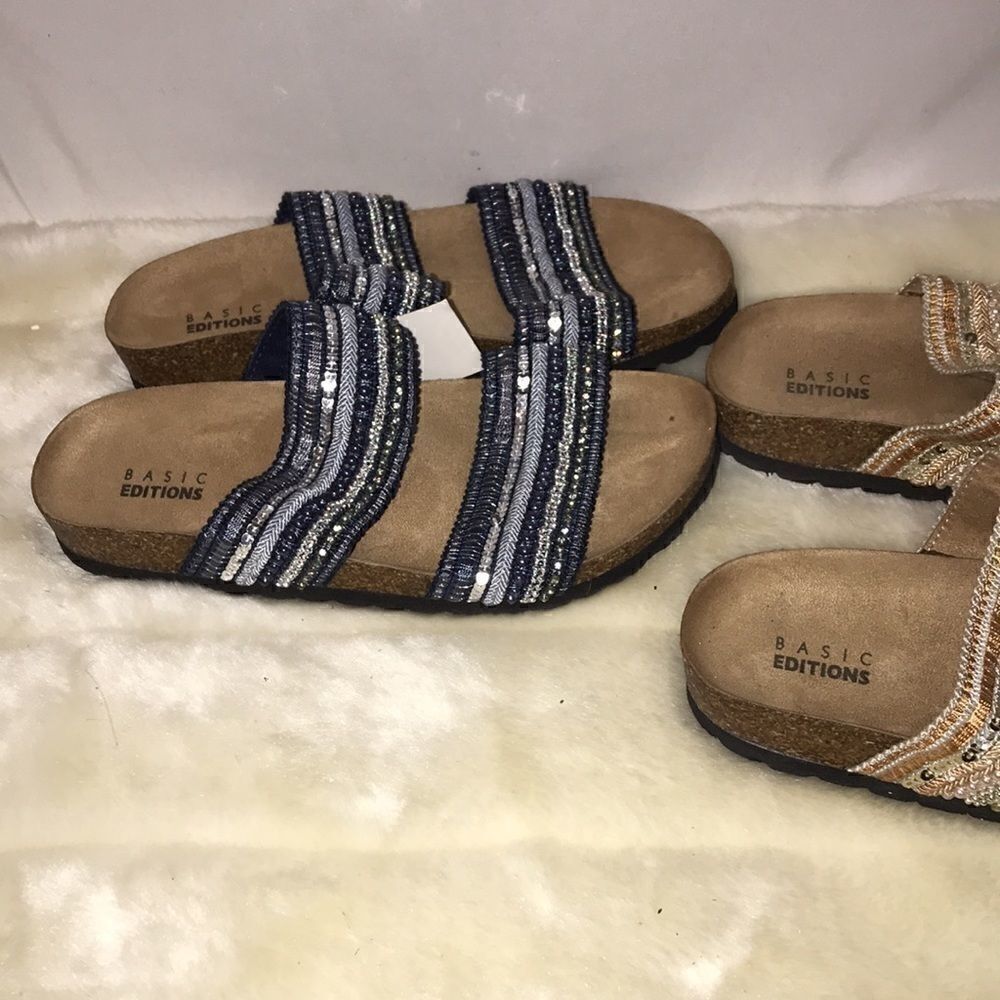 2 pairs of Basic Edition Women’s slip on sandals - Picture 4 of 10